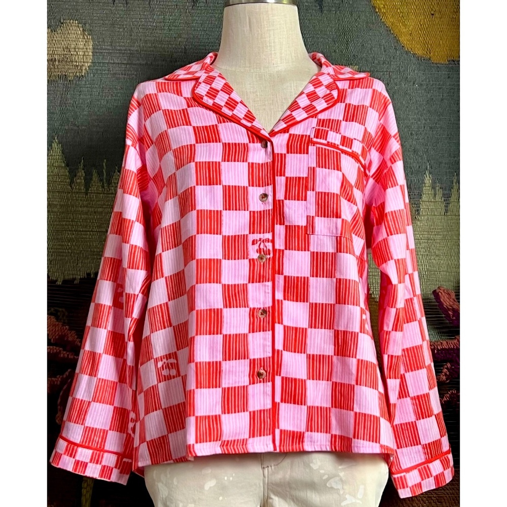 Anthropologie Flannel Checkered Pajama Shirt XS